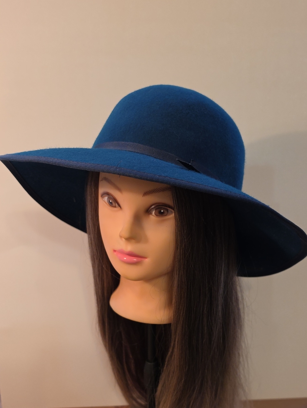 Wide Brim Adjustable Felt Hat in Teal
